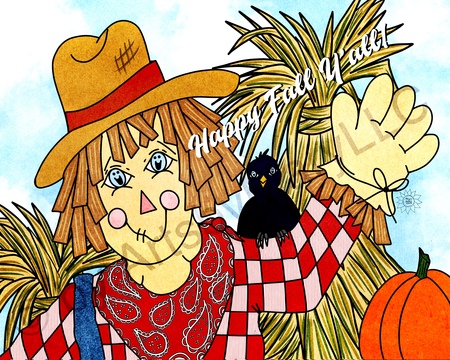 Art Prints Scarecrow Happy Fall Y'all