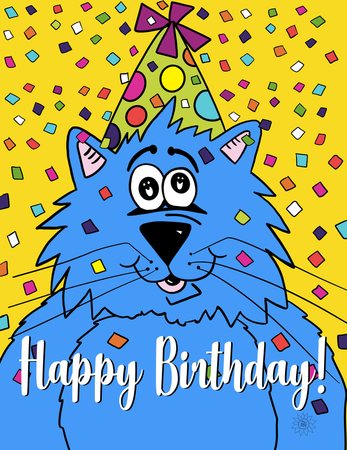 Greeting Cards Fat Cat - Happy Birthday