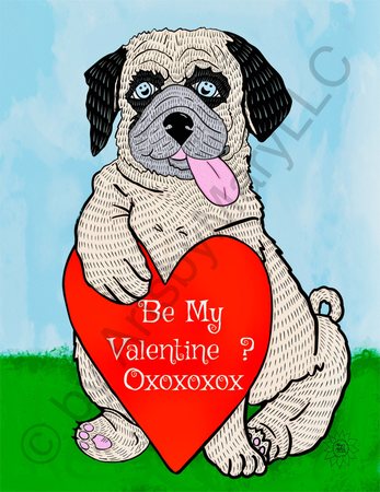 Greeting Cards Westin Pug Happy Valentines Day