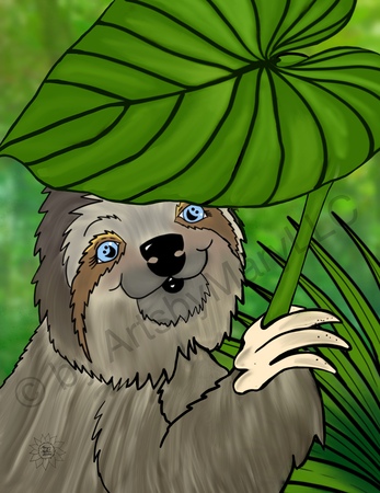 Greeting Cards Winifred Sloth - Leaf Umbrella 
