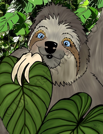 Art Prints Winifred Sloth - Among Leaves