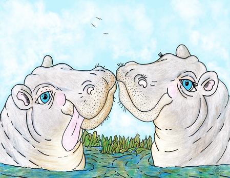 Greeting Cards Hippo Luv