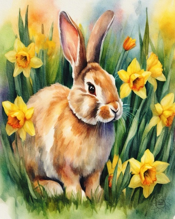 Art Prints Jasmine the Whimsical Rabbit