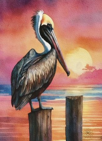 Art Prints Sentry the Brown Pelican
