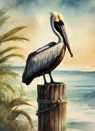 Art Prints Beacon the Brown Pelican