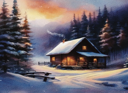 Greeting Cards Cabin Winter