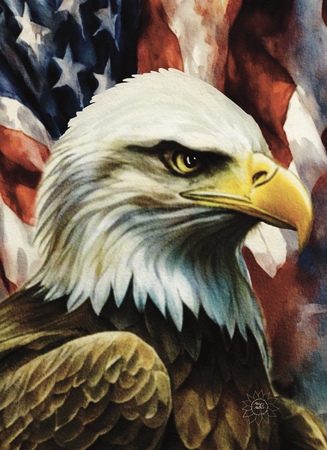 Art Prints Majesty Whimsical Eagle with Flag