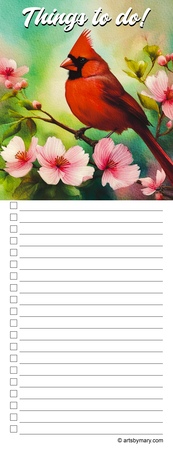 Notepads Rosso the Cardinal Among Cherry Blossoms