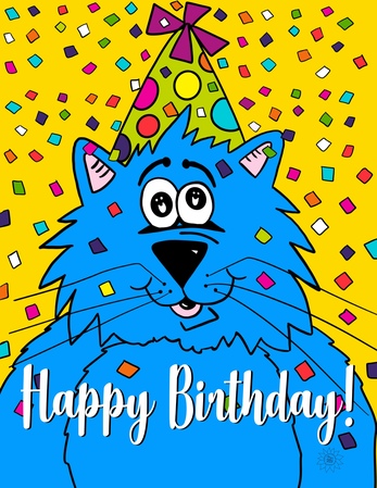 Greeting Cards Fat Cat - Happy Birthday