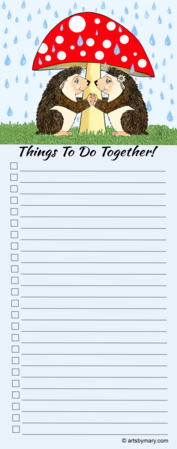 Notepads Hedgehog Love -Things To Do Togethe