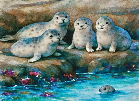 Greeting Cards Whimsical Harbor Seal