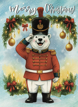 Greeting Cards Polar Bear Toy Soldier