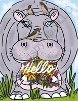 Art Prints Halie Hippo Hello