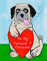 Greeting Cards Westin Pug Happy Val..