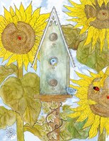Art Prints Birdhouse and Sunflo..