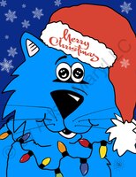 Art Prints Fat Cat Merry Christ..