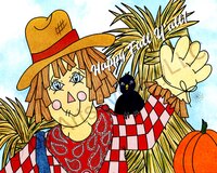 Greeting Cards Scarecrow Happy Fall..