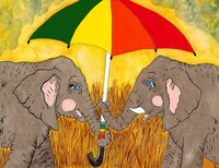 Art Prints Elephants with Umbre..