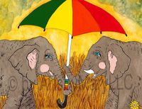 greeting-cards Elephant with Umbrella