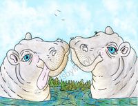 Greeting Cards Hippo Luv