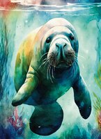 Greeting Cards Seaweed the Manatee