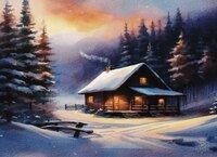 Greeting Cards Cabin Winter
