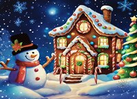 Greeting Cards Snowman with Gingerb..