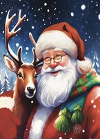 Greeting Cards Santa Hugging his Re..