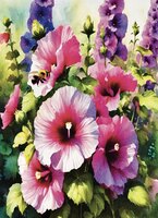 Greeting Cards Tall Hollyhock with ..