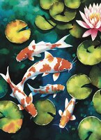Art Prints Five Koi