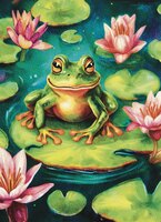 Greeting Cards Whimsical Frog on Li..