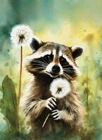 Greeting Cards Sweet Raccoon in Dan..