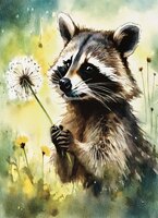 Greeting Cards Raccoon Shaking a Da..