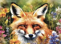 Greeting Cards Fox Among Wildflower..
