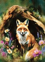 Greeting Cards Fox in Log