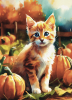 Greeting Cards Kitten in Pumpkin Pa..