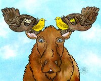 Art Prints Moose with Renters 