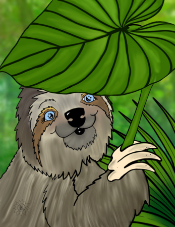 Greeting Cards Winifred Sloth - Leaf Umbrella 